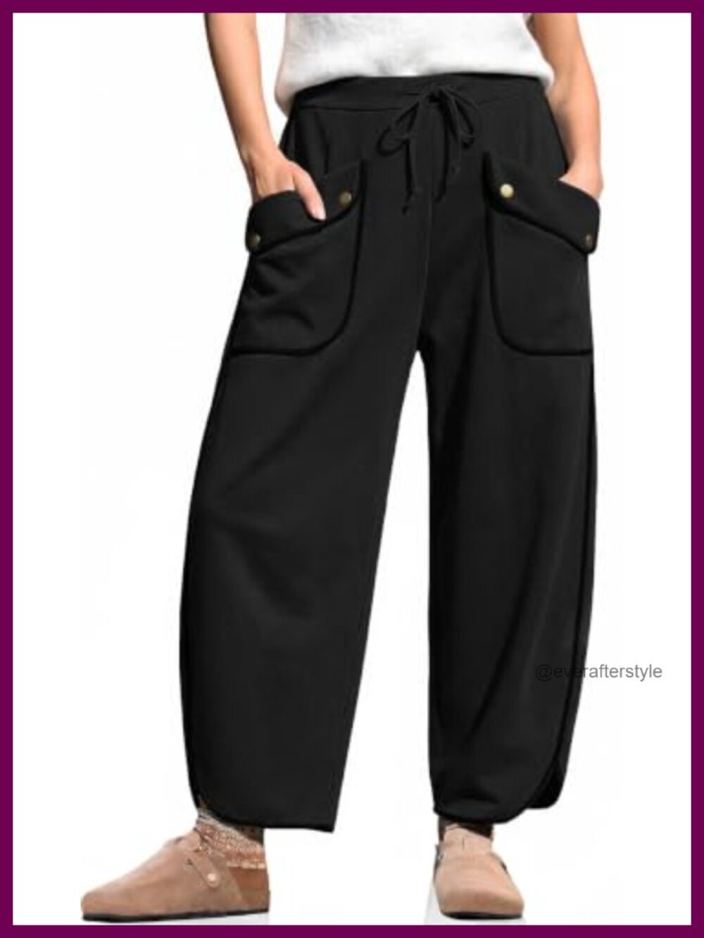 Wide Leg Barrel Sweatpants Cotton Poly Drawstring Lounge Pants